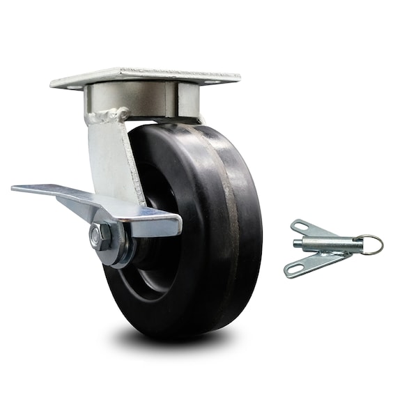 6 Inch Kingpinless Phenolic Wheel Swivel Caster with Brake and Swivel Lock SCC